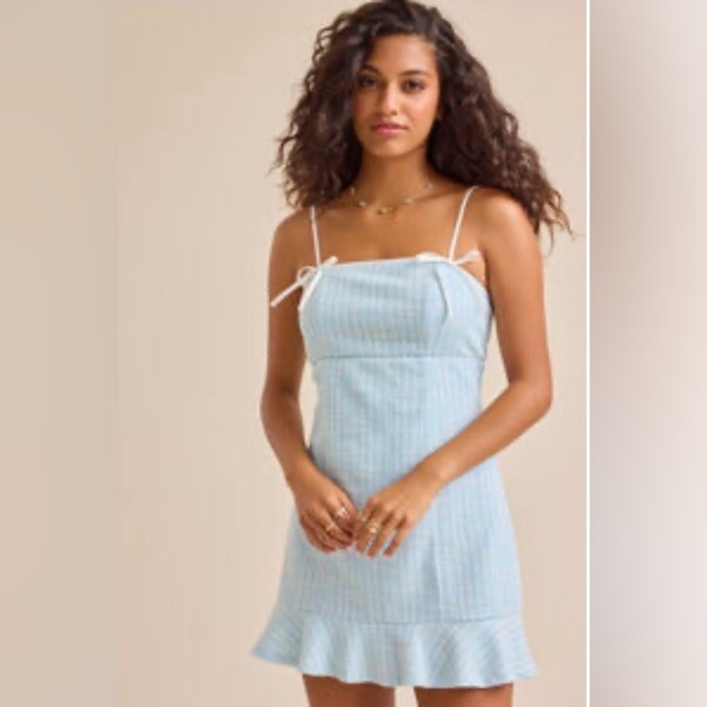 Altar'd State Light blue and white tweed Mini Dress. New!